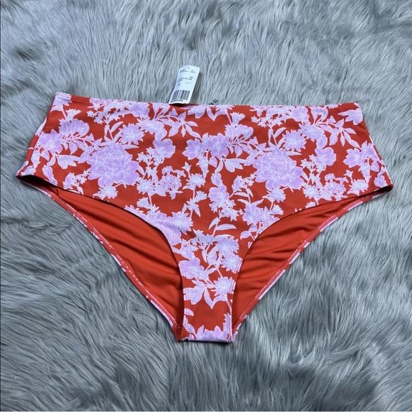 Forever 21 Plus Size 3X Coral Pink Floral Swim Bottoms - Picture 1 of 4